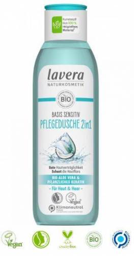 Gel de dus 2 in 1 cu aloe vera si cheratina vegetala Eco-Bio 250ml - Lavera