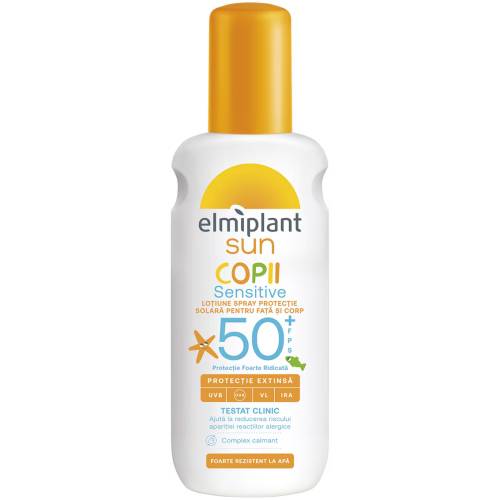Spray protectie solara cu SPF50 pentru copii Sun Kids Sensitive, 200ml, Elmiplant