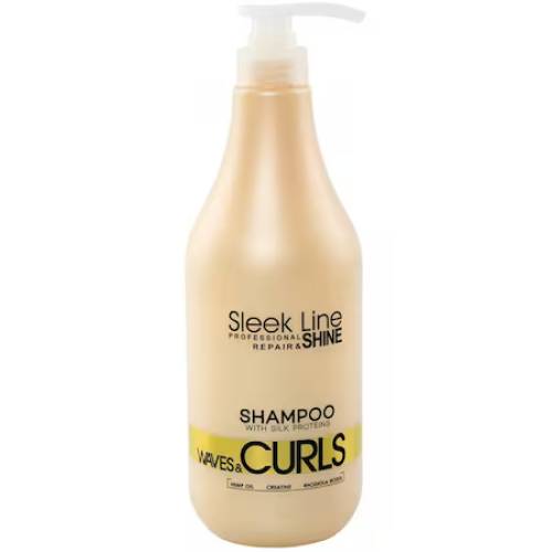Sampon pentru par ondulat Waves & Curls, 1000ml, Sleek Line
