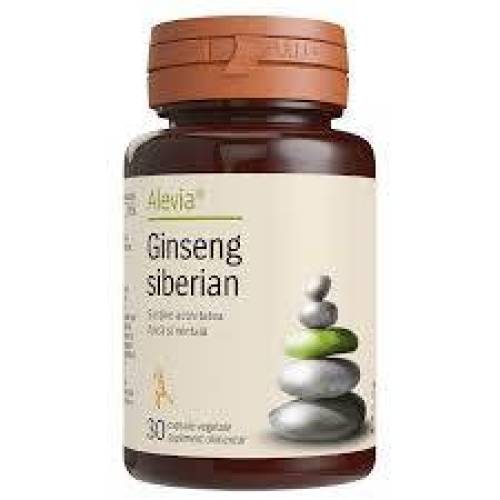 Ginseng Siberian, sustine activitatea fizica si mentala, 250 mg, 30 capsule, Alevia