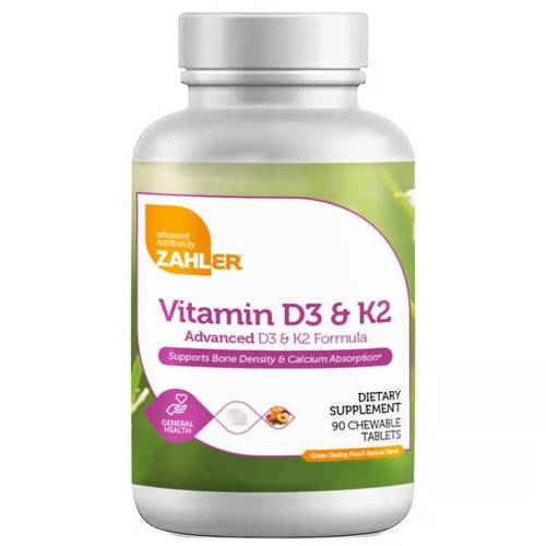 Zahler Vitamina D3 + K2 masticabila, 90 tablete, GNC