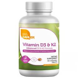 Zahler Vitamina D3 + K2 masticabila, 90 tablete, GNC