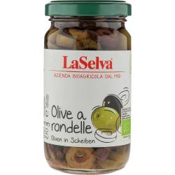 Masline verzi si negre felii, in saramura, eco-bio, 210 g, LaSelva