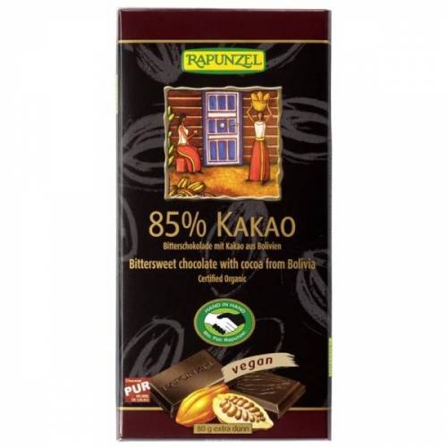 Ciocolata amaruie 85% cacao, eco-bio, 80g - Rapunzel