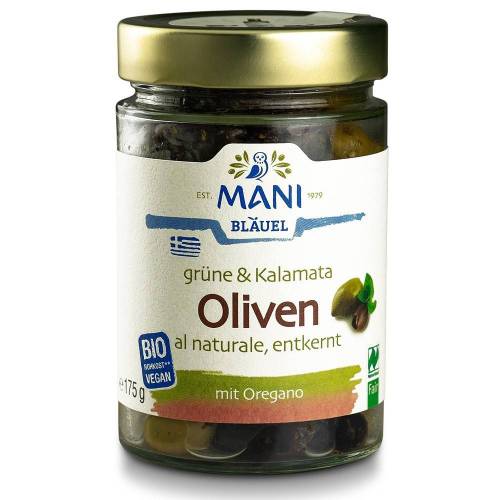 Mix de masline verzi si Kalamata cu oregano RAW VEGAN Mani