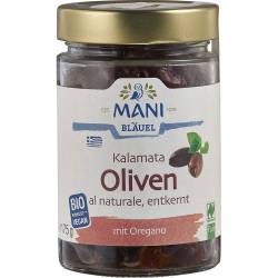 Masline Kalamata fara sâmburi cu oregano, raw vegan, eco-bio, 175 g, Mani