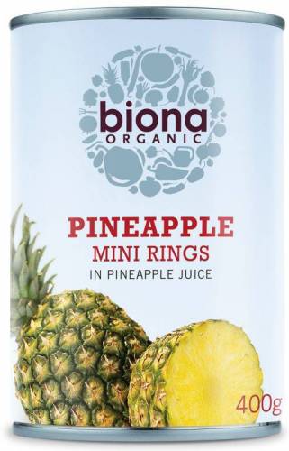 Rondele mini de ananas in suc de ananas eco-bio 400g, Biona