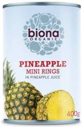 Rondele mini de ananas in suc de ananas eco-bio 400g, Biona