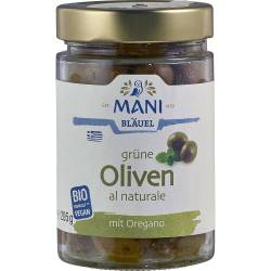 Masline verzi cu oregano, eco-bio, 205 g, Mani