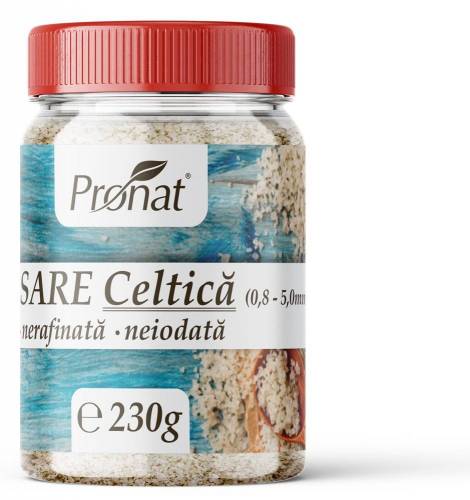 Sare celtica grunjoasa, nerafinata, neiodata, 230 g, Pronat
