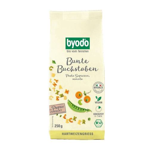 Paste litere colorate pentru copii, eco-bio, 250 g, Byodo