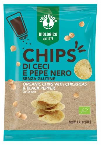 CHIPSURI DE NAUT SI PIPER NEGRU, fara gluten, eco-bio, 40g, Probios
