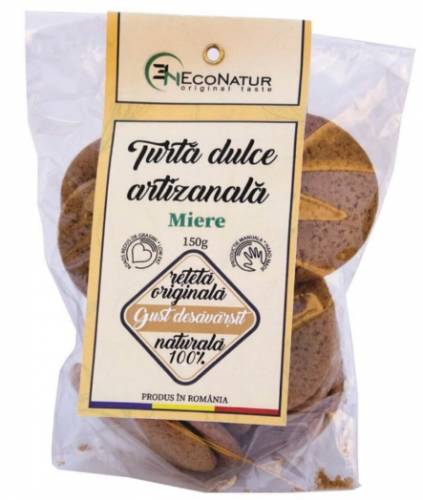 TURTA DULCE ARTIZANALA CU MIERE FARA ZAHAR ADAUGAT 150G - ECONATUR