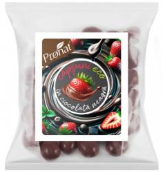 Capsuni glazurate in ciocolata neagra, eco-bio, 50 g, Pronat