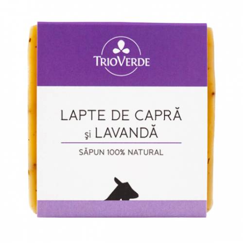 Sapun natural cu lapte de capra si lavanda, 110g - Trio Verde