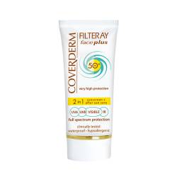 Crema de fata cu SPF50+ pentru piele grasa-acneica 2in1 Filteray Face Plus Tinted Soft Brown, 50ml, Coverderm