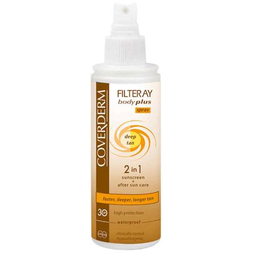 Spray de corp Filteray Body Deep Tan SPF30, 150ml, Coverderm