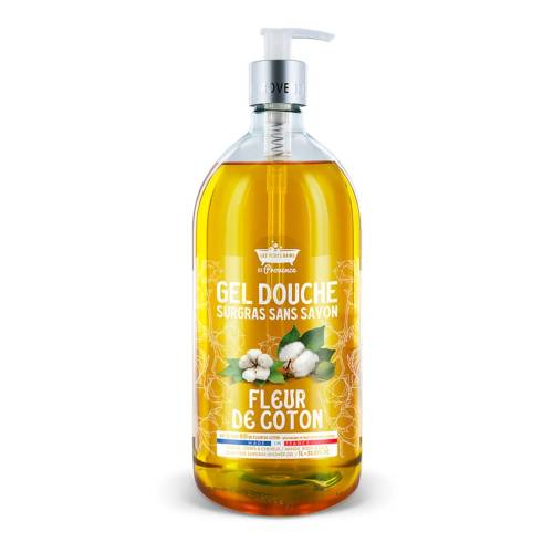 Gel de dus cu Floare de Bumbac Surgras fara sapun, 1l, Les Petites Bains de Provence