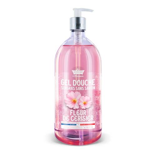 Gel de dus cu Floare de Cires Surgras fara sapun, 1l, Les Petites Bains de Provence