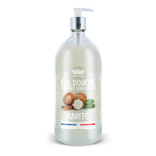 Gel de dus Karite Surgras fara sapun, 1l, Les Petites Bains de Provence