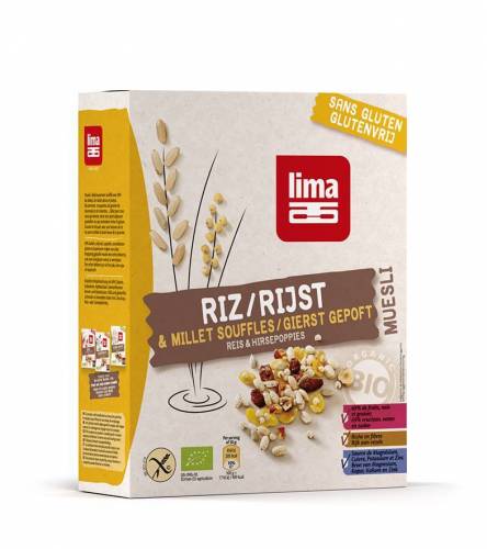 Muesli cu orez si mei expandat fara gluten eco-bio 250g - Lima