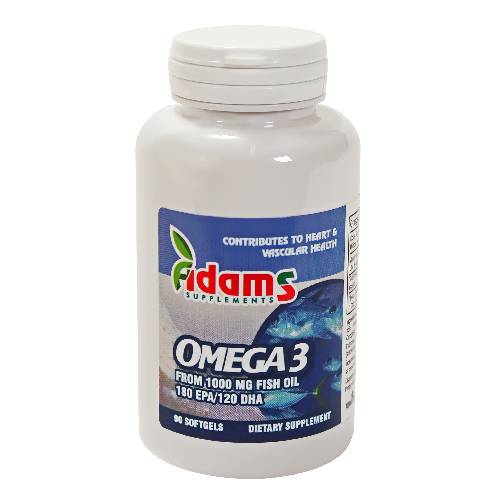 Omega 3 - EPA180, DHA120 - 1000 mg + Vit E, 90cps, ADAMS
