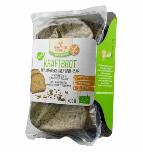 Paine Power cu seminte de dovleac si canepa, eco-bio 400g, Hammer Mühle
