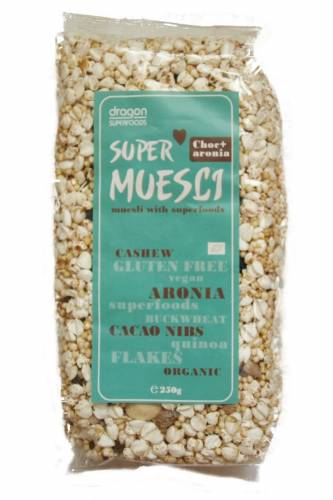 Supermuesli cu aronia si miez de cacao 250g - fara gluten - eco-bio - Dragon Superfoods