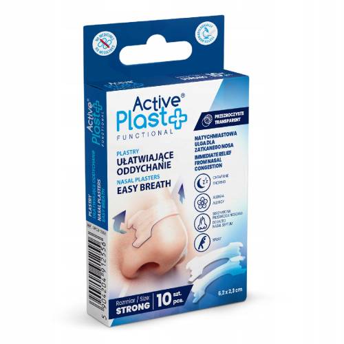 Plasturi nazali respiratie usoara, 10 bucati, ActivePlast