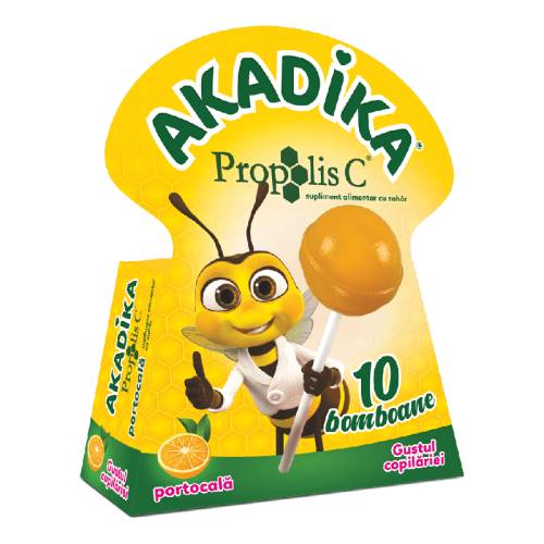 Acadele Propolis C cu portocala, 10 acadele, Akadika