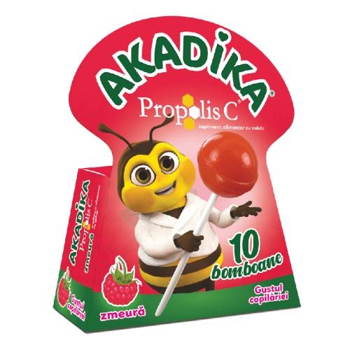 Acadele Propolis C cu zmeura, 10 bucati, Akadika
