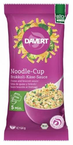 Noodle cup cu branza si broccoli, eco-bio, 64g - Davert