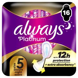 Absorbante Platinum Secure Night Extra, 16 bucati, Always