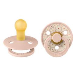 Set 2 suzete cu tetina rotunda din latex 0 luni+ Colour Studio Collection Flower Blush, 1 bucata, Bibs