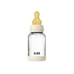 Set complet biberon din sticla anticolici cu tetina din latex flux lent Ivory, 120ml, Bibs
