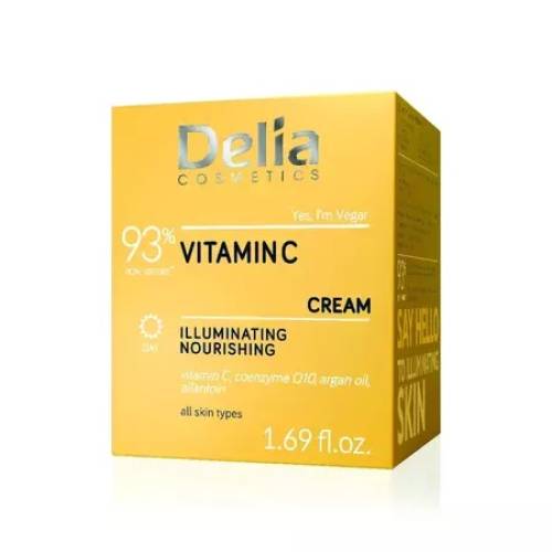 Crema de fata iluminatoare si nutritiva cu Vitamina C, 50ml, Delia Cosmetics