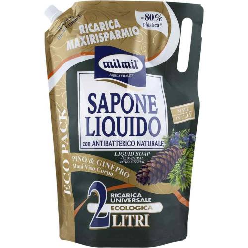 Sapun lichid rezerva cu pin & ienupar, 2000ml, Mil Mil