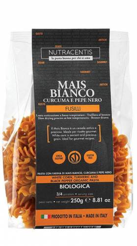 Paste din faina de porumb alb cu turmeric si piper, fara gluten, eco-bio, 250g Nutracentis