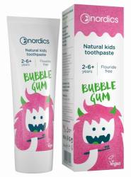 Pasta de dinti pentru copii Bubble Gum naturala 50ml, Nordics Oral Care