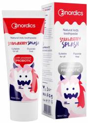 Pasta de dinti naturala pentru copii cu capsuni si probiotice, 50ml - Nordics