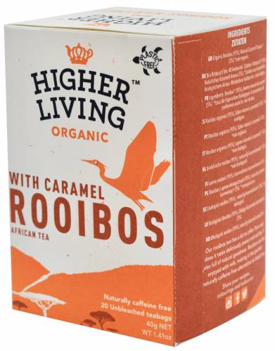 Ceai ROOIBOS si CARAMEL eco-bio, 20 plicuri, Higher Living