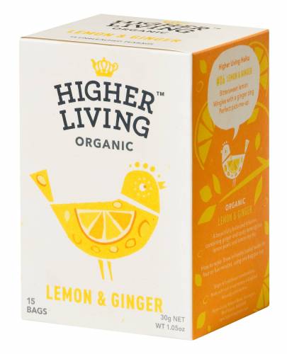 Ceai lamaie si ghimbir eco-bio, 15 plicuri, Higher Living