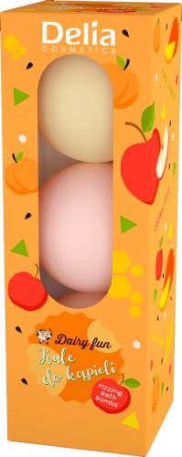 Bombe baie Lapte&Caramel&Piersica Dairy fun, 3x100g, Delia Cosmetics