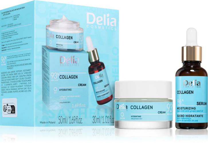 Set Crema de fata cu Collagen 50ml + Ser hidratant pentru ten 30ml, Delia Cosmetics