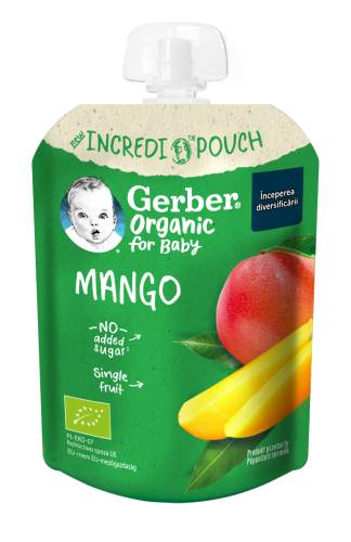 Pouch din mango Bio de la 6 luni, 80g, Gerber