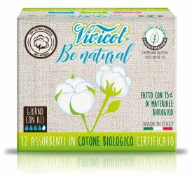 Absorbante de zi ultra subtiri din bumbac bio, 4 picaturi, 12buc - Vivicot
