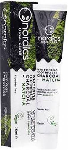 PASTA DE DINTI PENTRU ALBIRE CU CARBUNE ACTIV SI MATCHA 75ml, Nordics Oral Care