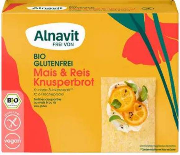 Crispbread (painici) din porumb si orez, fara gluten, eco-bio, 150g - Alnavit