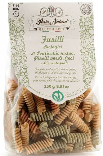 Fusilli tricolore, fara gluten, eco-bio, 250g - Pasta Natura
