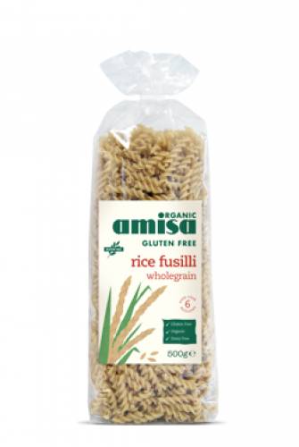 Fusilli din orez integral fara gluten eco-bio 500g - Amisa